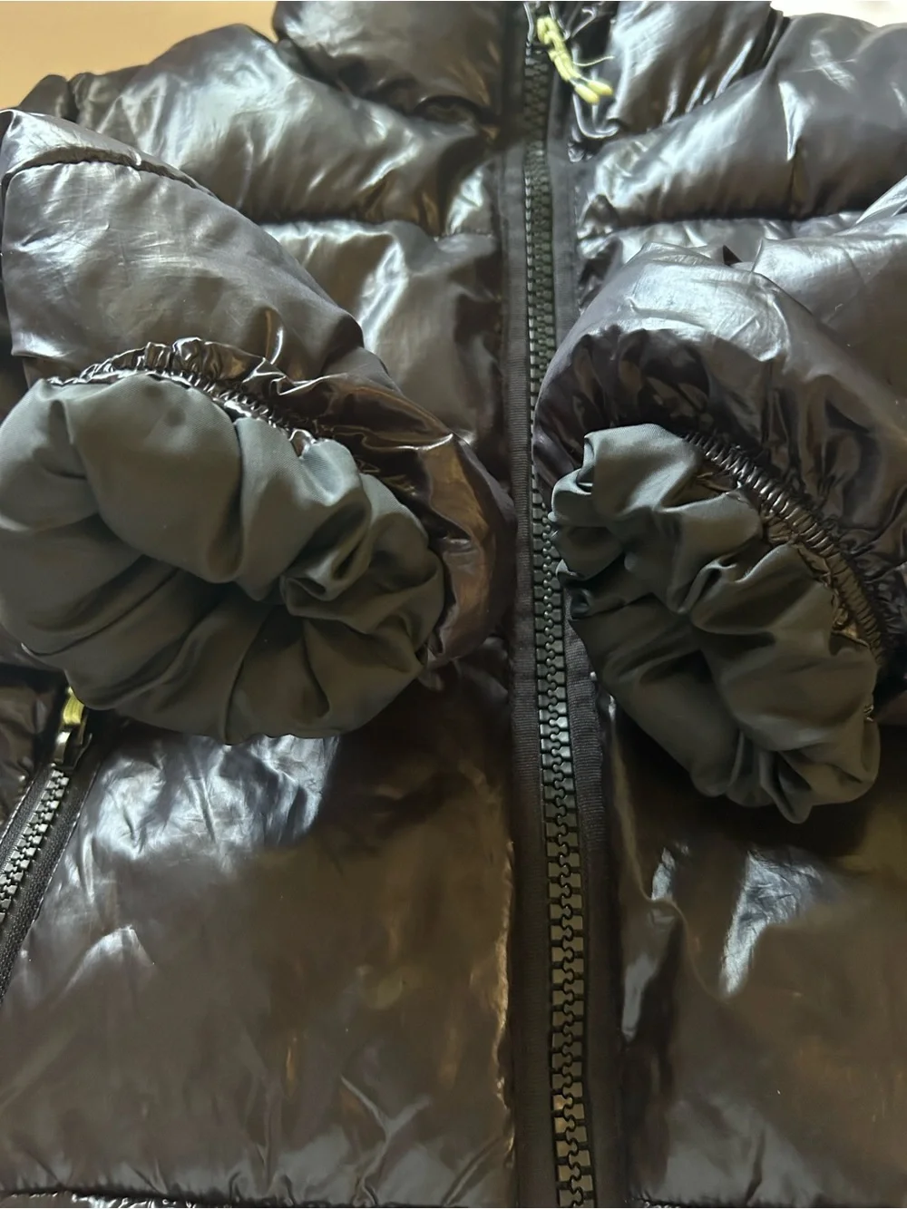 H&M Black Glossy Puffer Jacket Cyber Y2K Ski Moto Kids Size 6